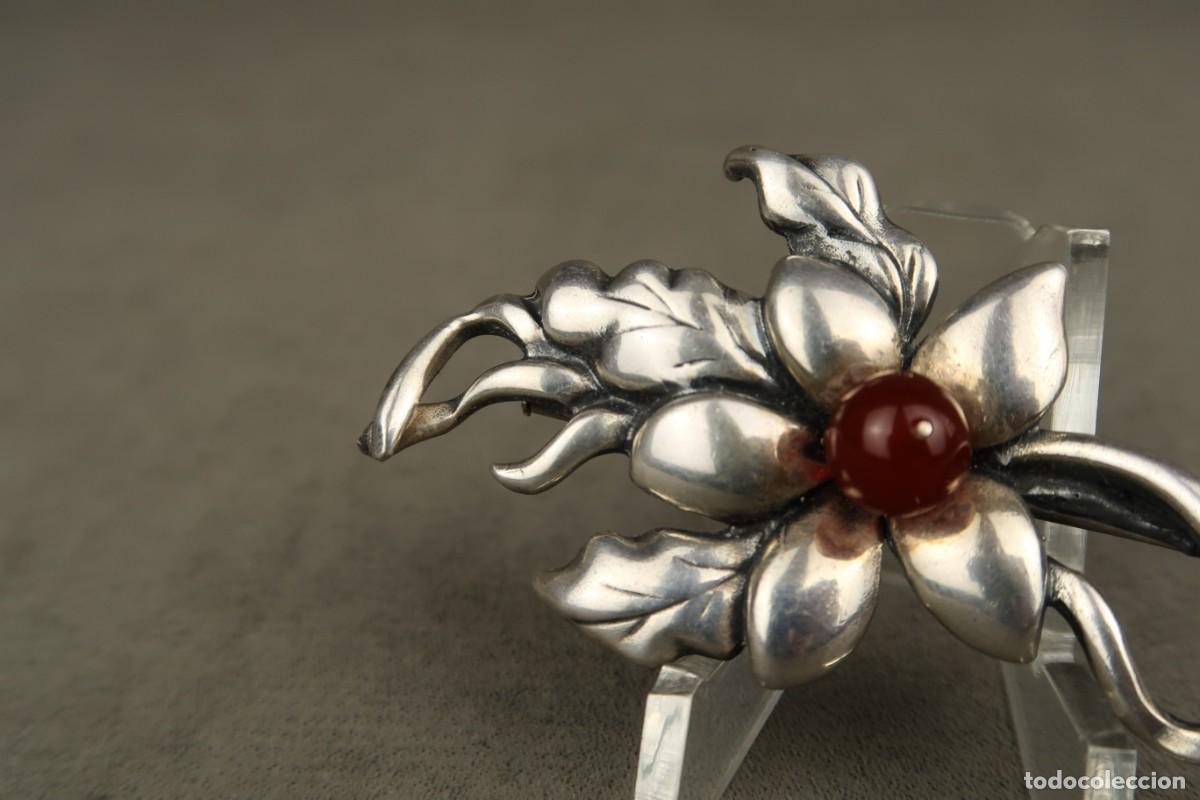 Joyeria: Antiguo Broche Modernista de Plata y Cornalina - Foto 4