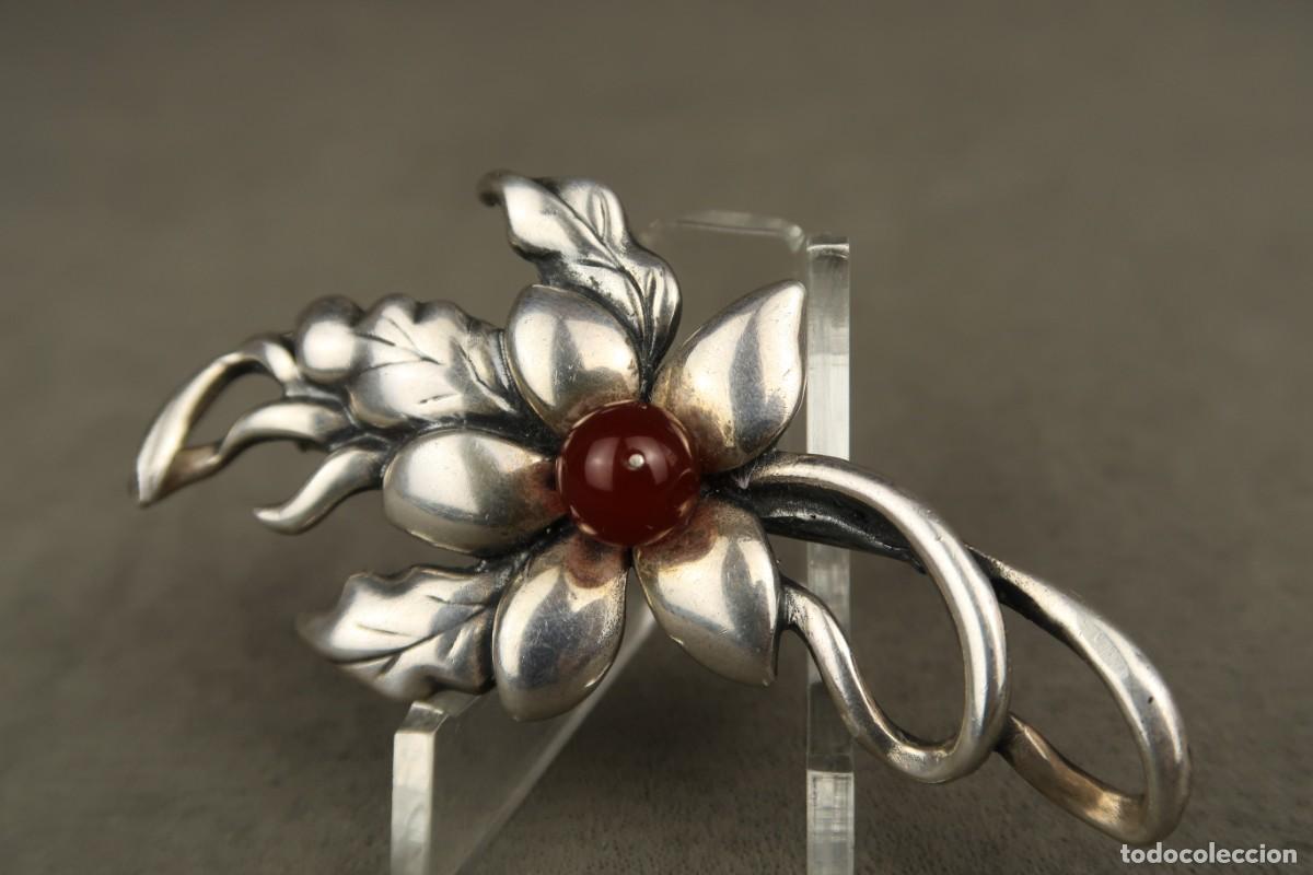 Joyeria: Antiguo Broche Modernista de Plata y Cornalina - Foto 5