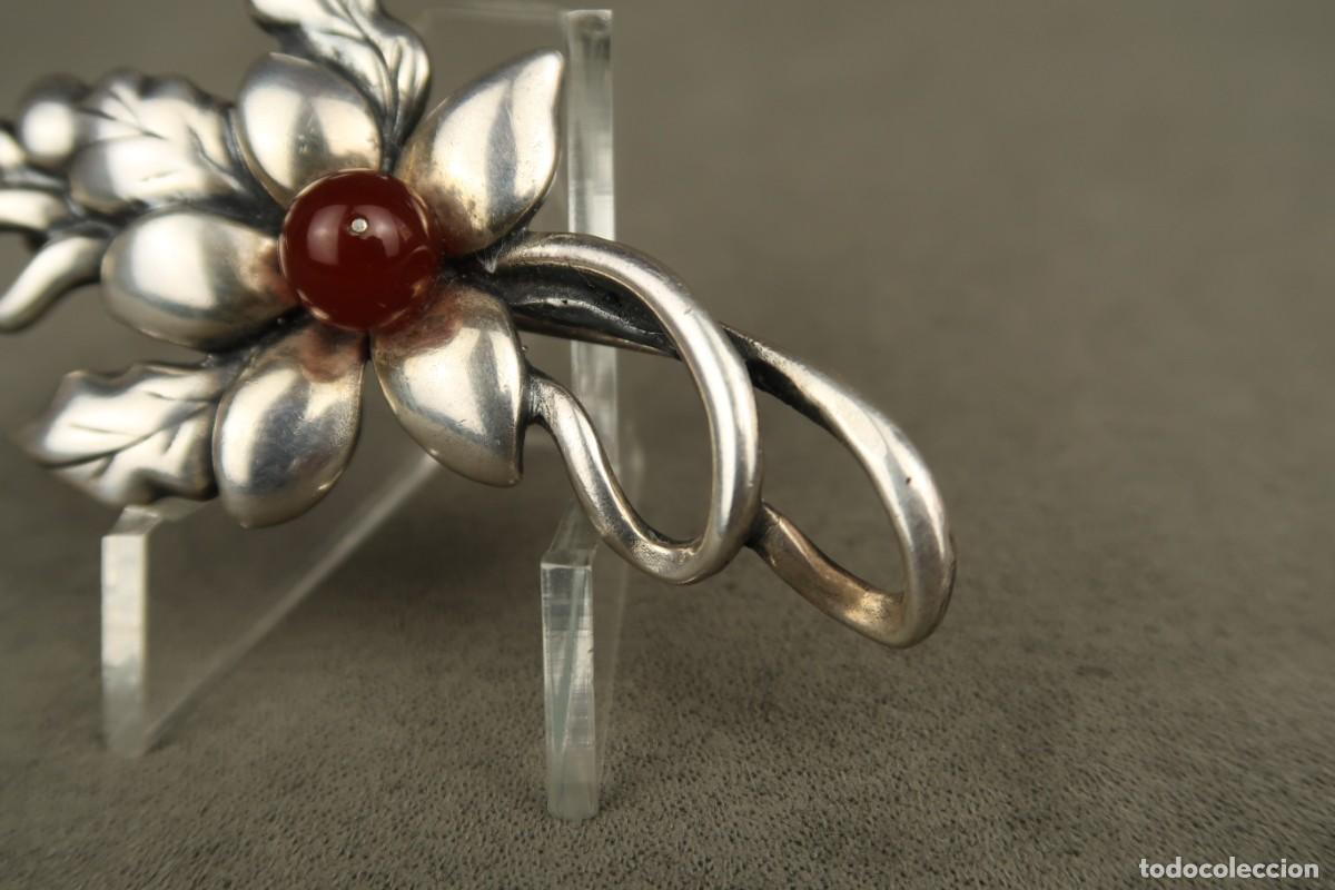 Joyeria: Antiguo Broche Modernista de Plata y Cornalina - Foto 6