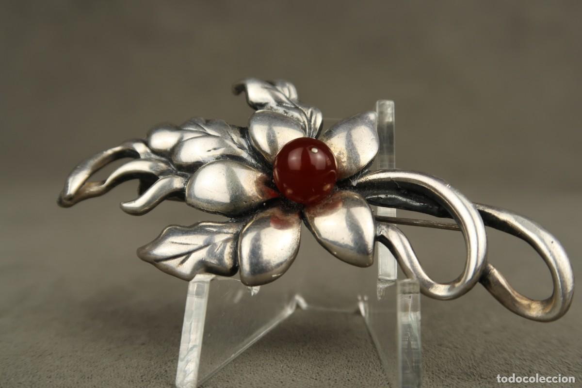 Joyeria: Antiguo Broche Modernista de Plata y Cornalina - Foto 7