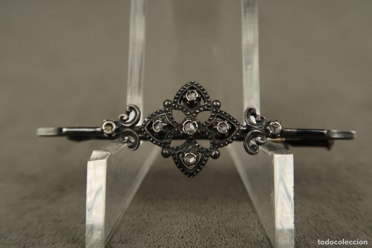 Joyeria: Antiguo Broche de Plata y Zafiros - Foto 2