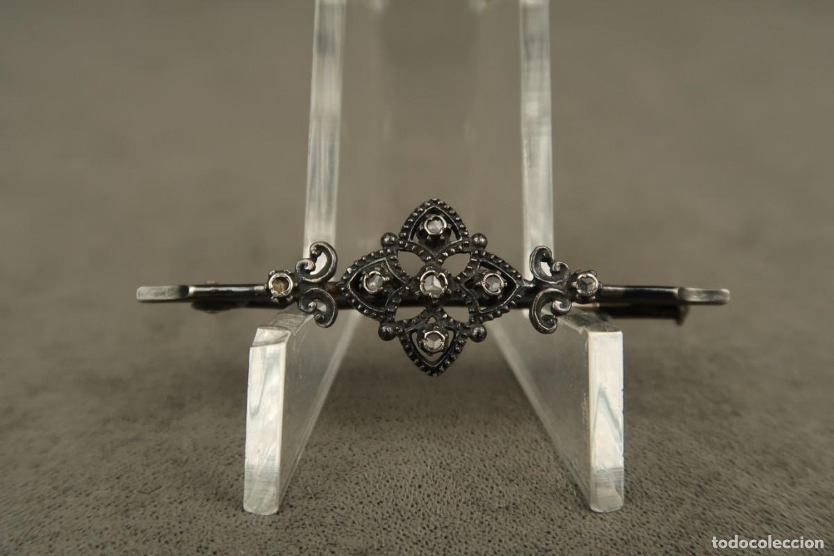 Joyeria: Antiguo Broche de Plata y Zafiros - Foto 3