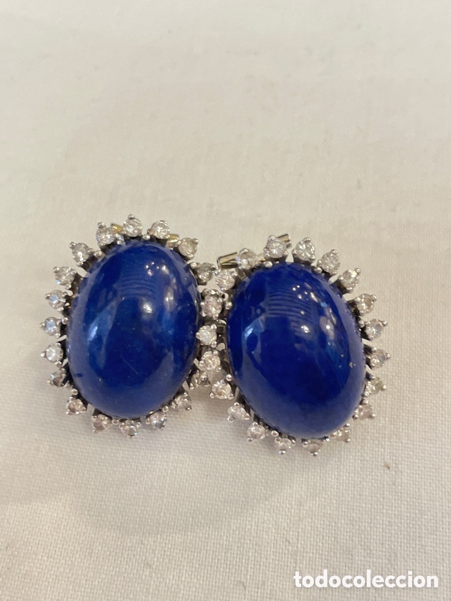 Joyeria: Pendientes oro blanco 18K, lapisl&aacute;zuli y diamantes - Foto 2