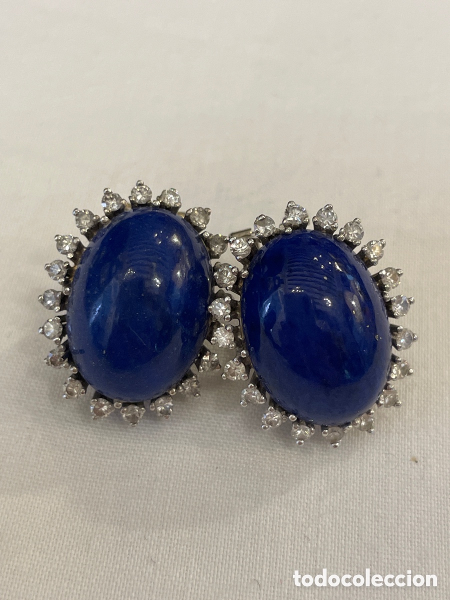 Joyeria: Pendientes oro blanco 18K, lapisl&aacute;zuli y diamantes - Foto 3