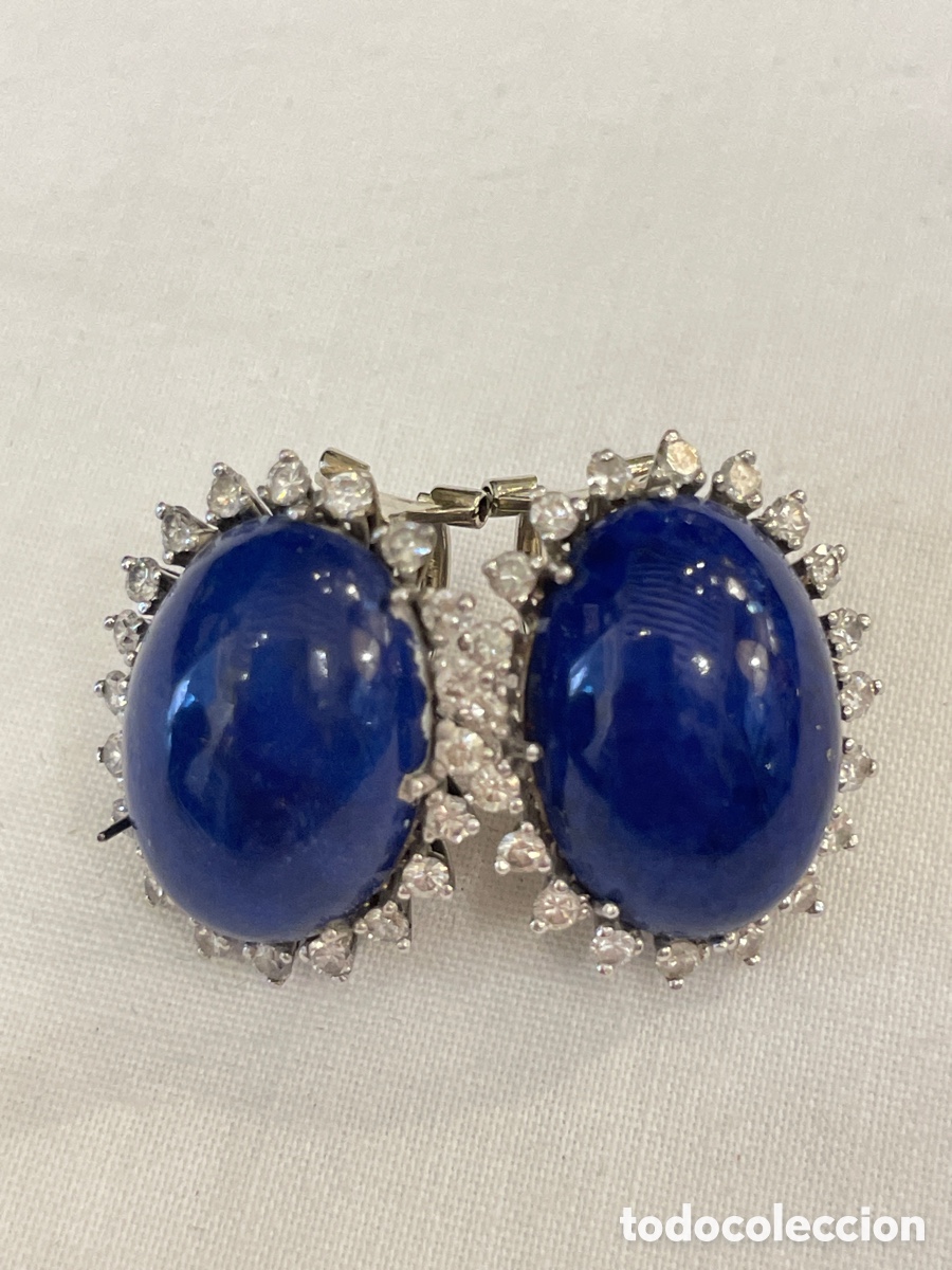 Joyeria: Pendientes oro blanco 18K, lapisl&aacute;zuli y diamantes - Foto 4