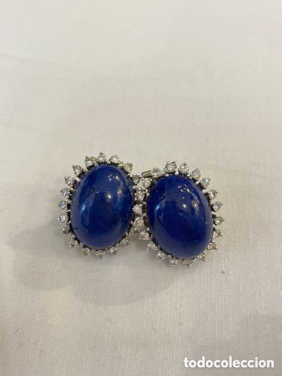 Joyeria: Pendientes oro blanco 18K, lapisl&aacute;zuli y diamantes - Foto 1