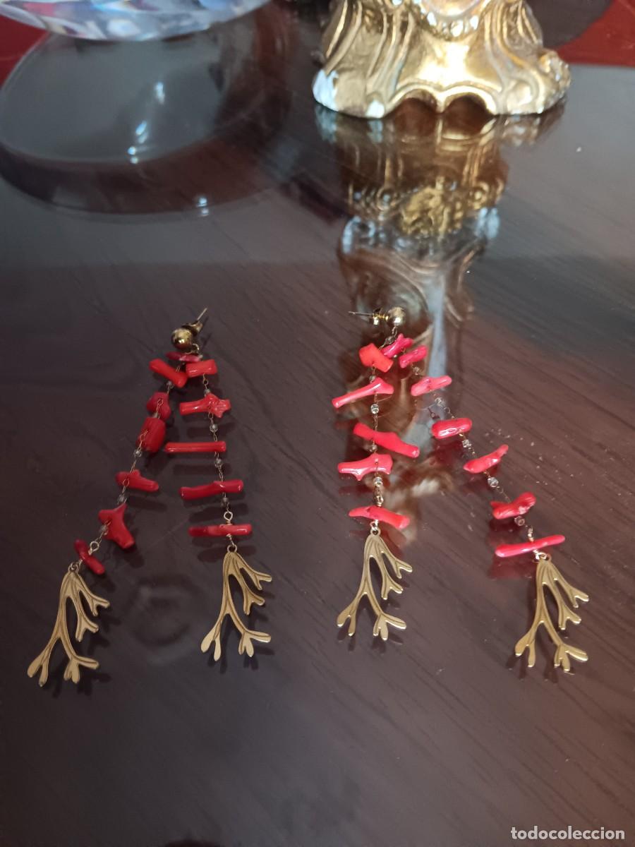Joyeria: Pendientes de coral rojo y dorado - Foto 1