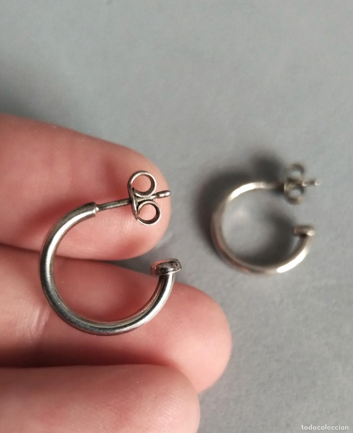 Joyeria: Pendientes de aro, plata de ley. - Foto 1