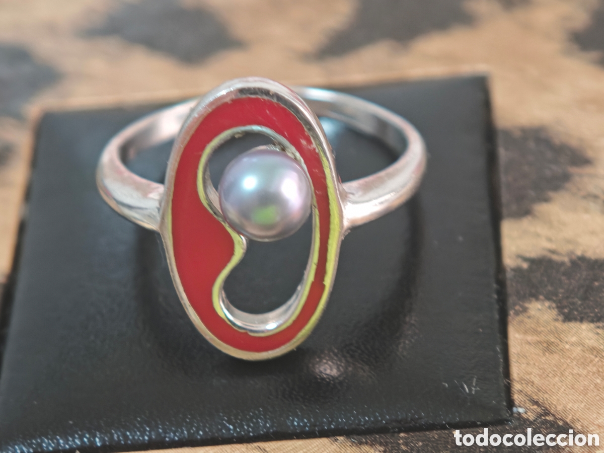 Joyeria: Anillo de plata de ley perla y esmalte nuevo - Foto 2
