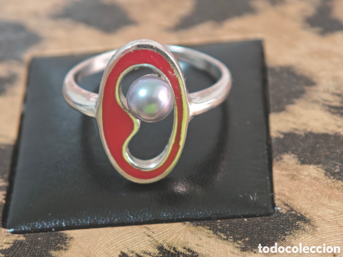 Joyeria: Anillo de plata de ley perla y esmalte nuevo - Foto 3