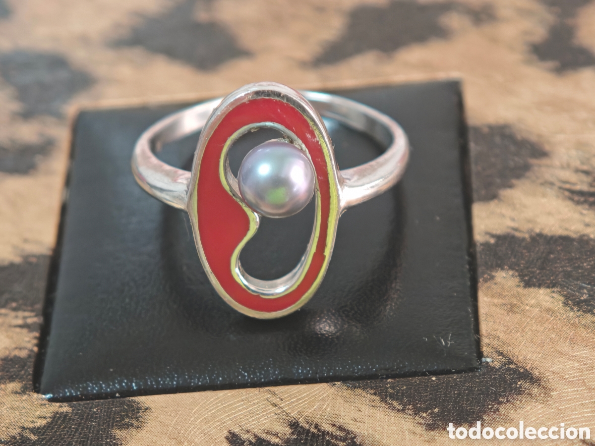 Joyeria: Anillo de plata de ley perla y esmalte nuevo - Foto 4