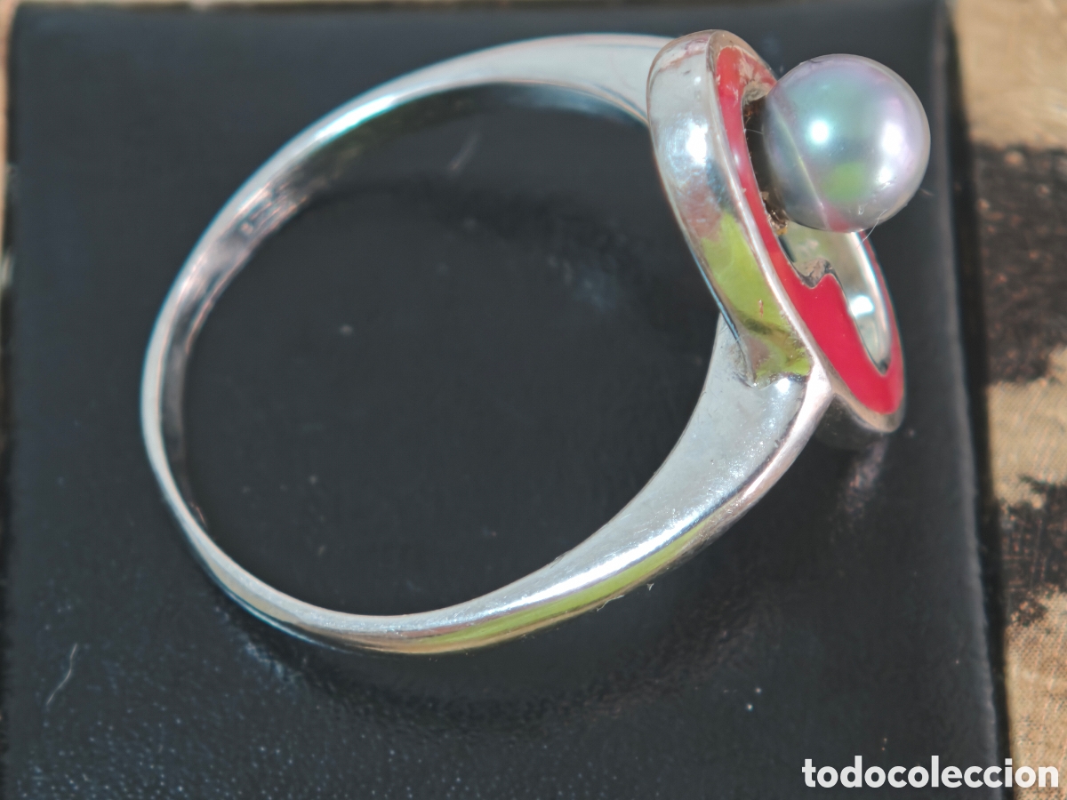 Joyeria: Anillo de plata de ley perla y esmalte nuevo - Foto 6