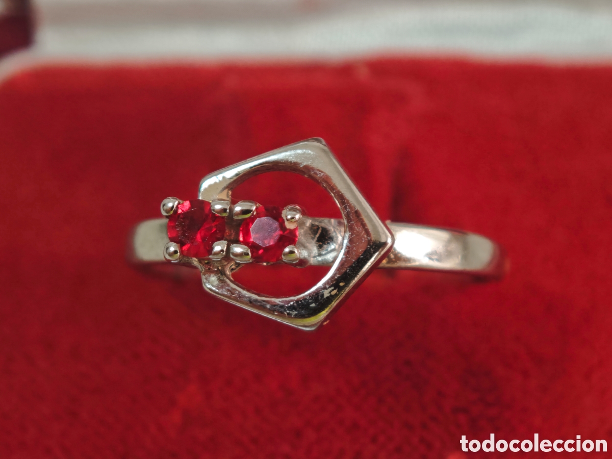 Joyeria: Anillo de plata de ley y circonitas Rojas nuevo - Foto 2