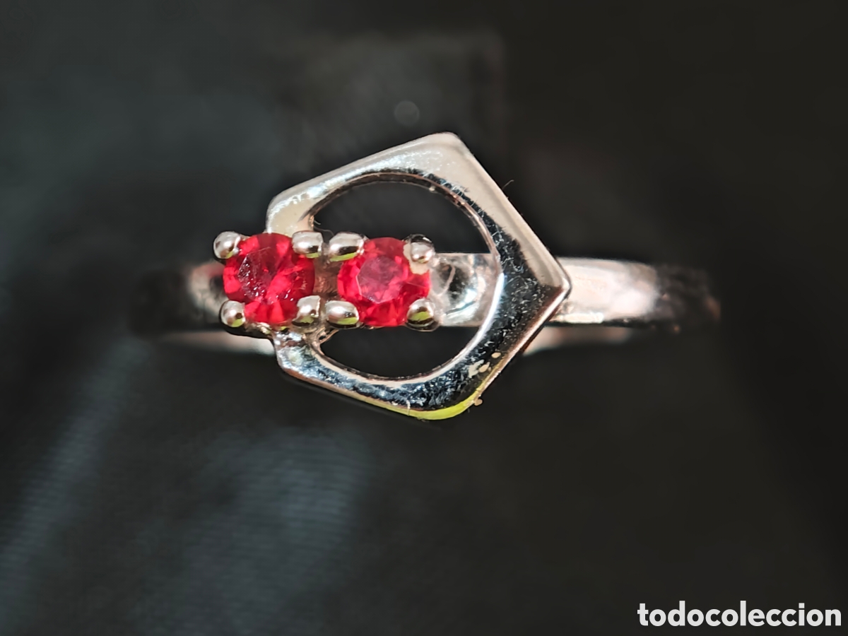 Joyeria: Anillo de plata de ley y circonitas Rojas nuevo - Foto 4