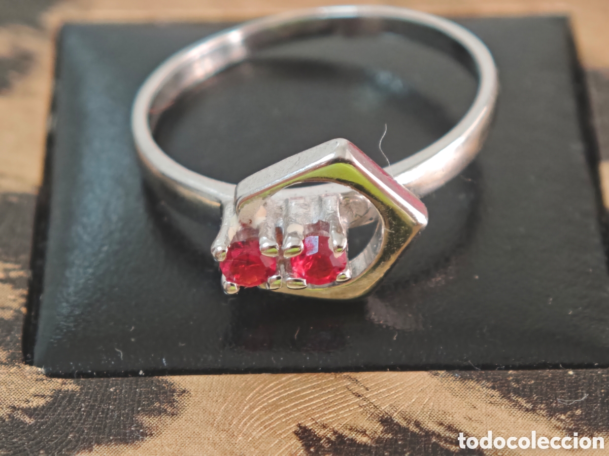 Joyeria: Anillo de plata de ley y circonitas Rojas nuevo - Foto 5