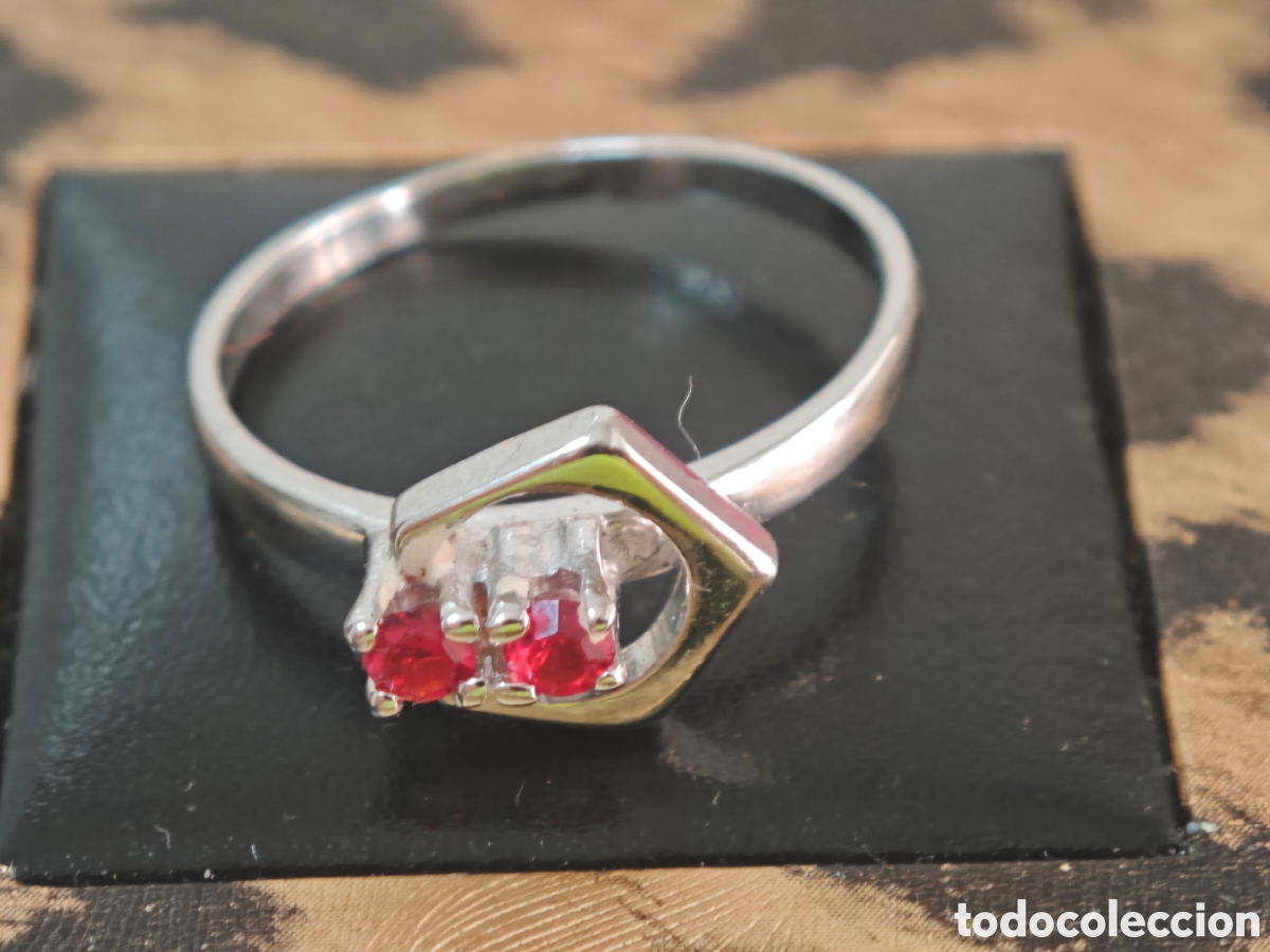 Joyeria: Anillo de plata de ley y circonitas Rojas nuevo - Foto 6