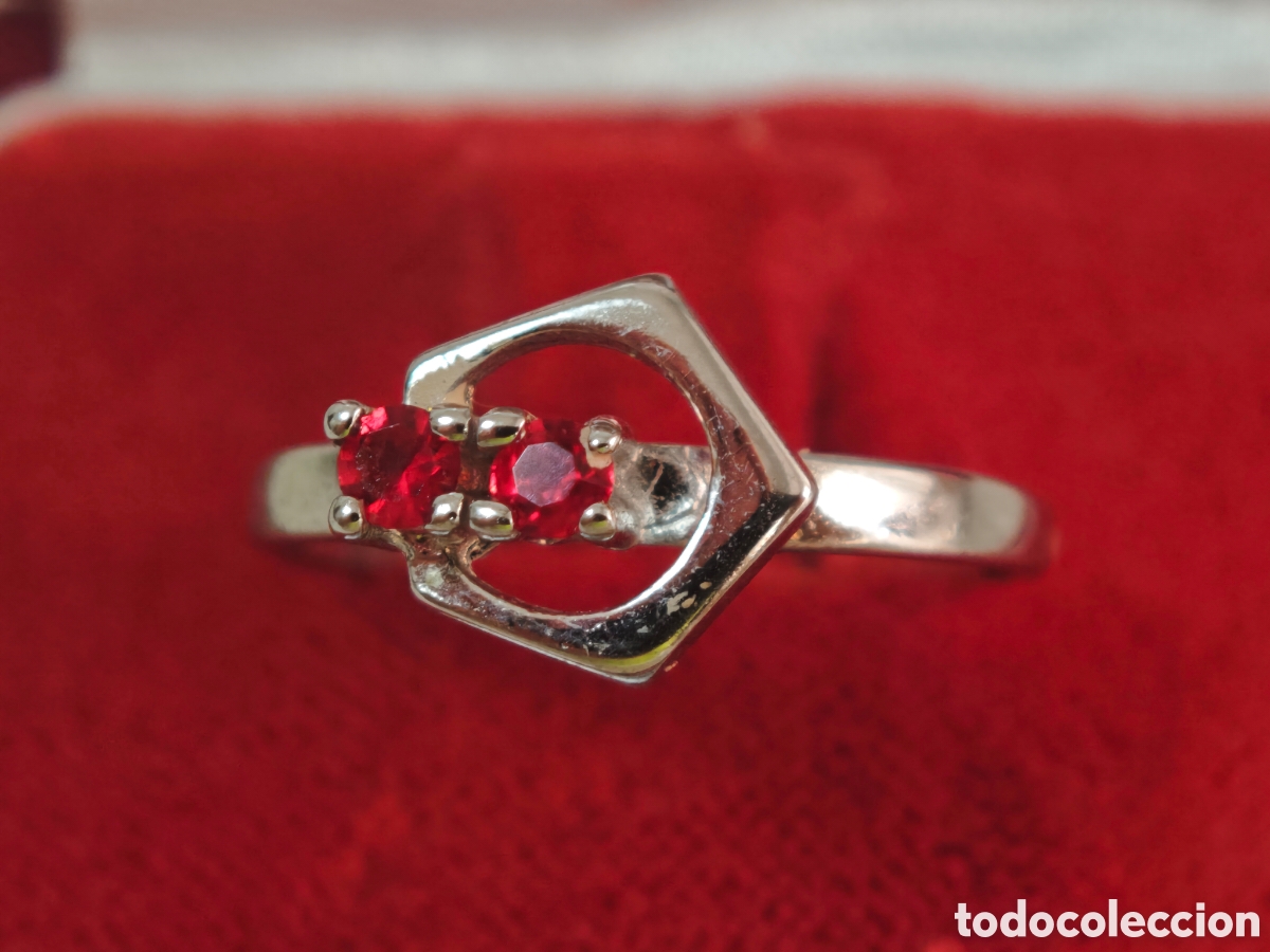 Joyeria: Anillo de plata de ley y circonitas Rojas nuevo - Foto 1