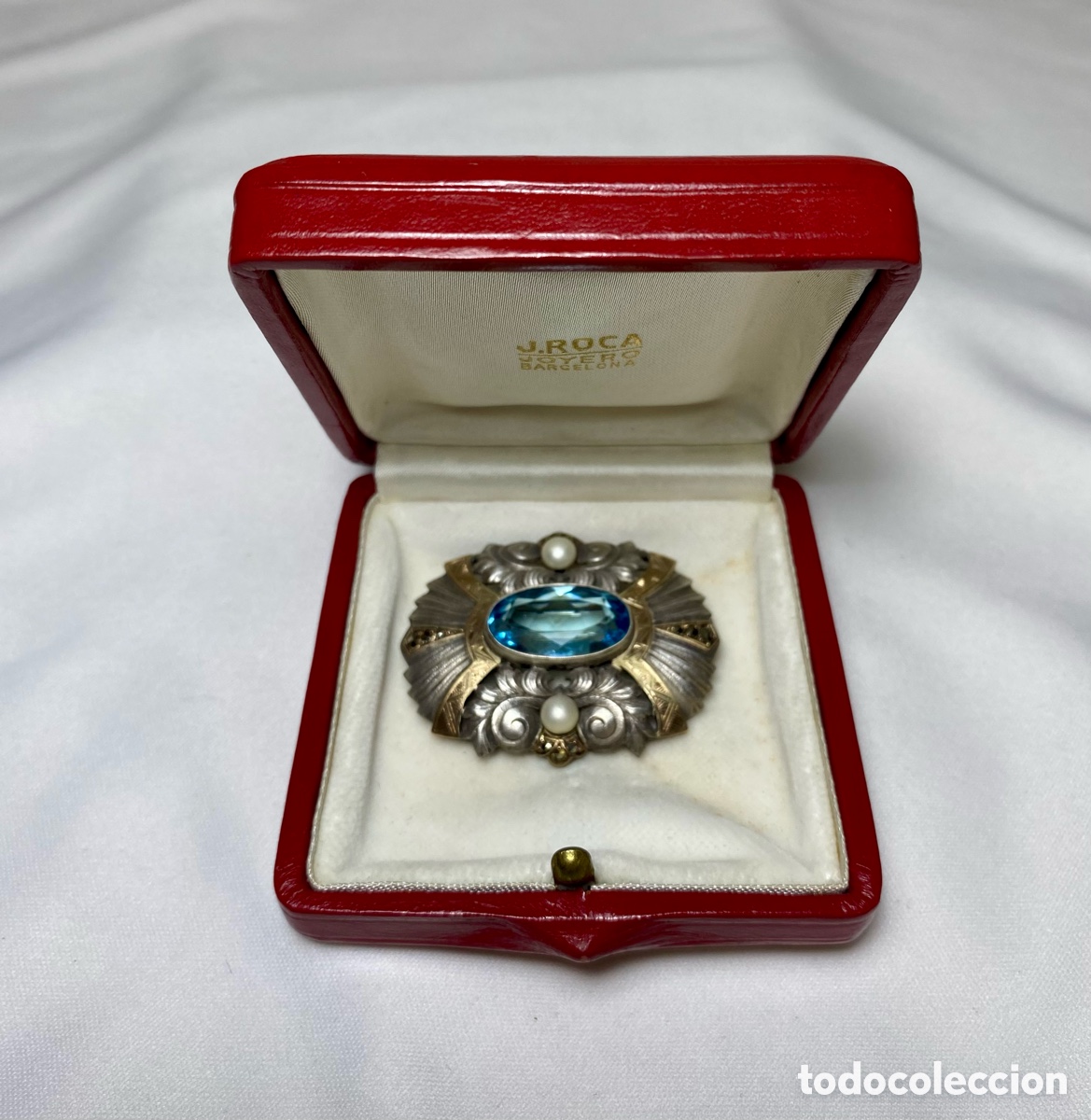 Joyeria: Broche Art Deco de plata detalles en oro y perlas - Foto 5
