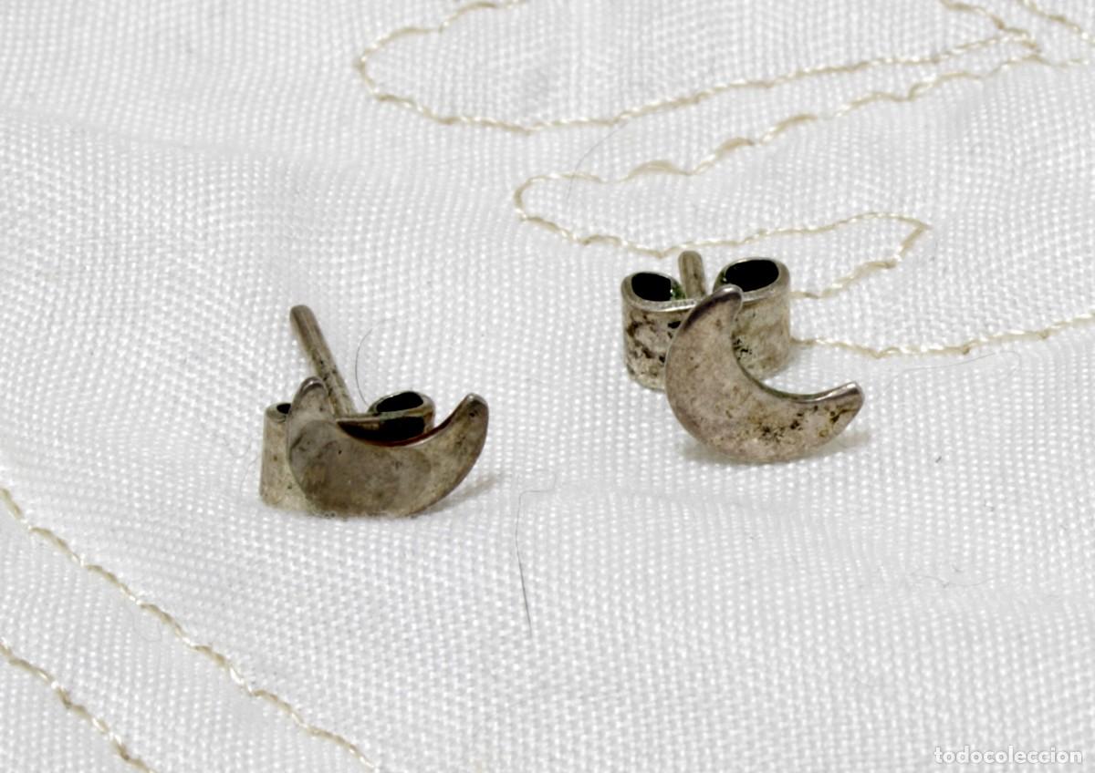 Joyeria: PAR DE PEQUE&Ntilde;OS PENDIENTES, LUNITAS DE PLATA, VINTAGE - Foto 1