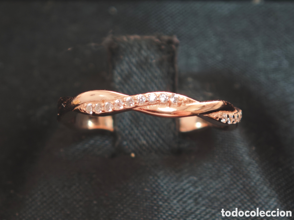 Joyeria: Anillo de plata con ba&ntilde;o de oro rosa circonitas - Foto 2