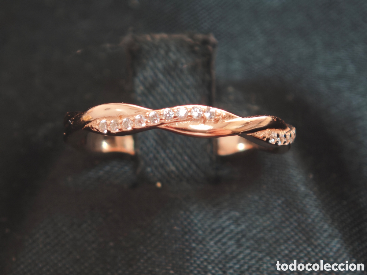 Joyeria: Anillo de plata con ba&ntilde;o de oro rosa circonitas - Foto 1