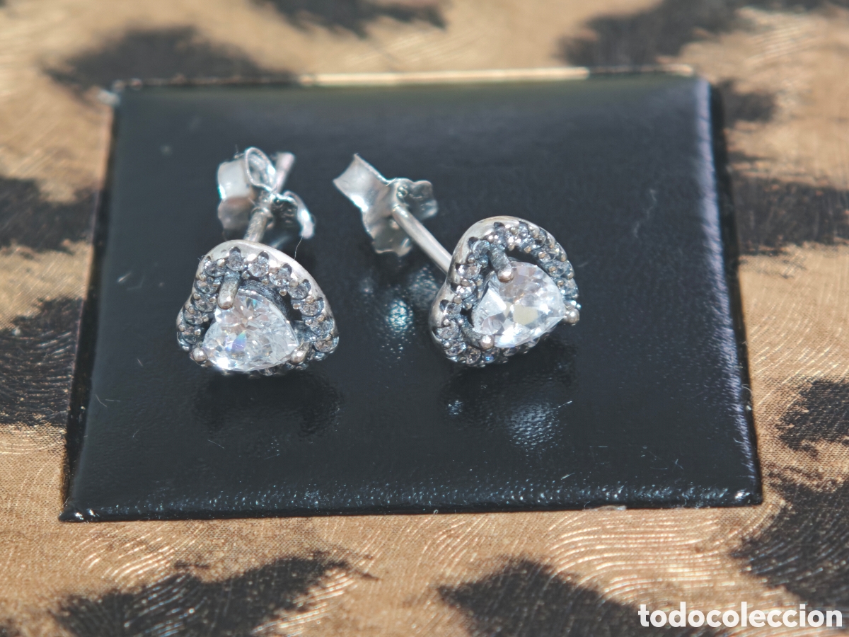 Joyeria: Pendientes peque&ntilde;os en forma de coraz&oacute;n en plata de ley con circonitas - Foto 7