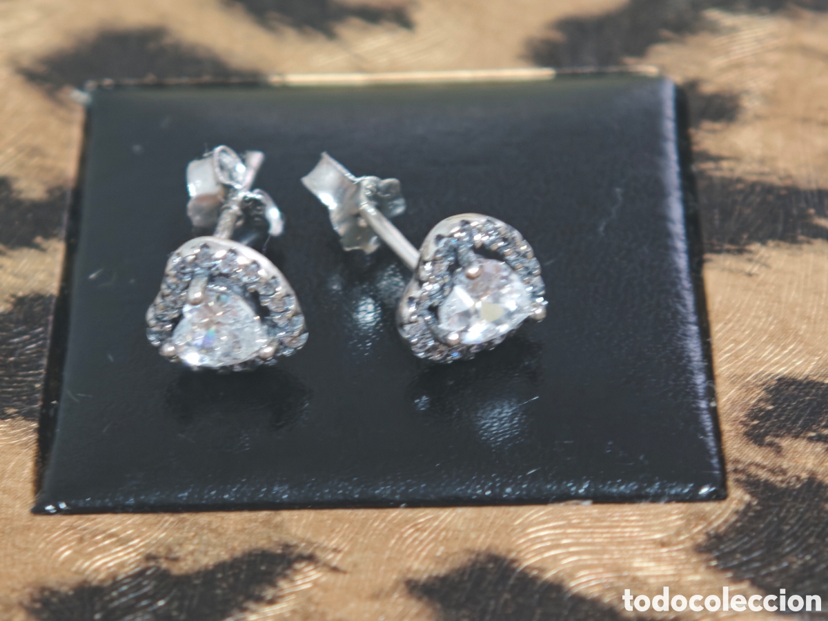 Joyeria: Pendientes peque&ntilde;os en forma de coraz&oacute;n en plata de ley con circonitas - Foto 8