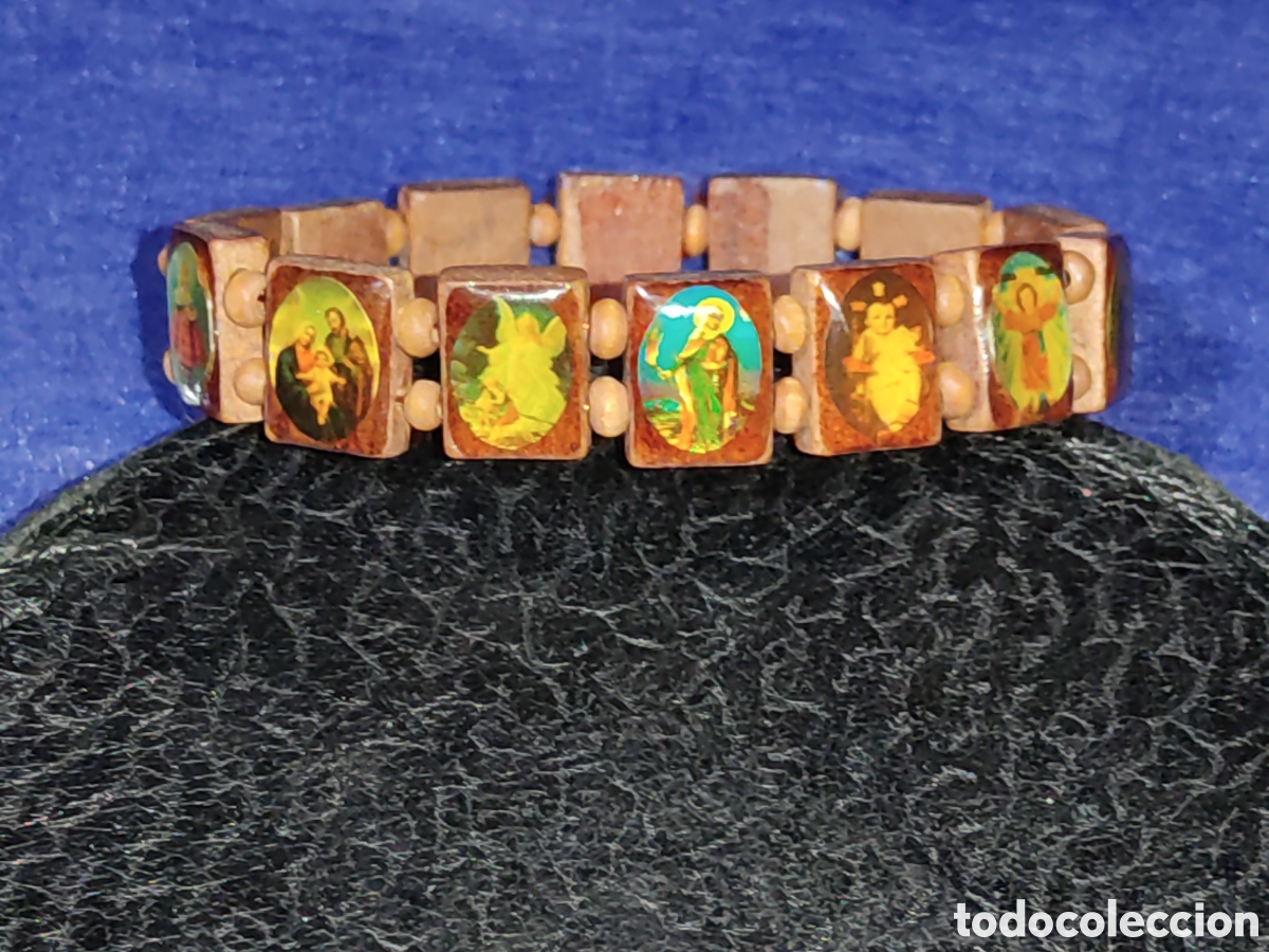 Joyeria: Pulsera religiosa de v&iacute;rgenes y santos de madera - Foto 4