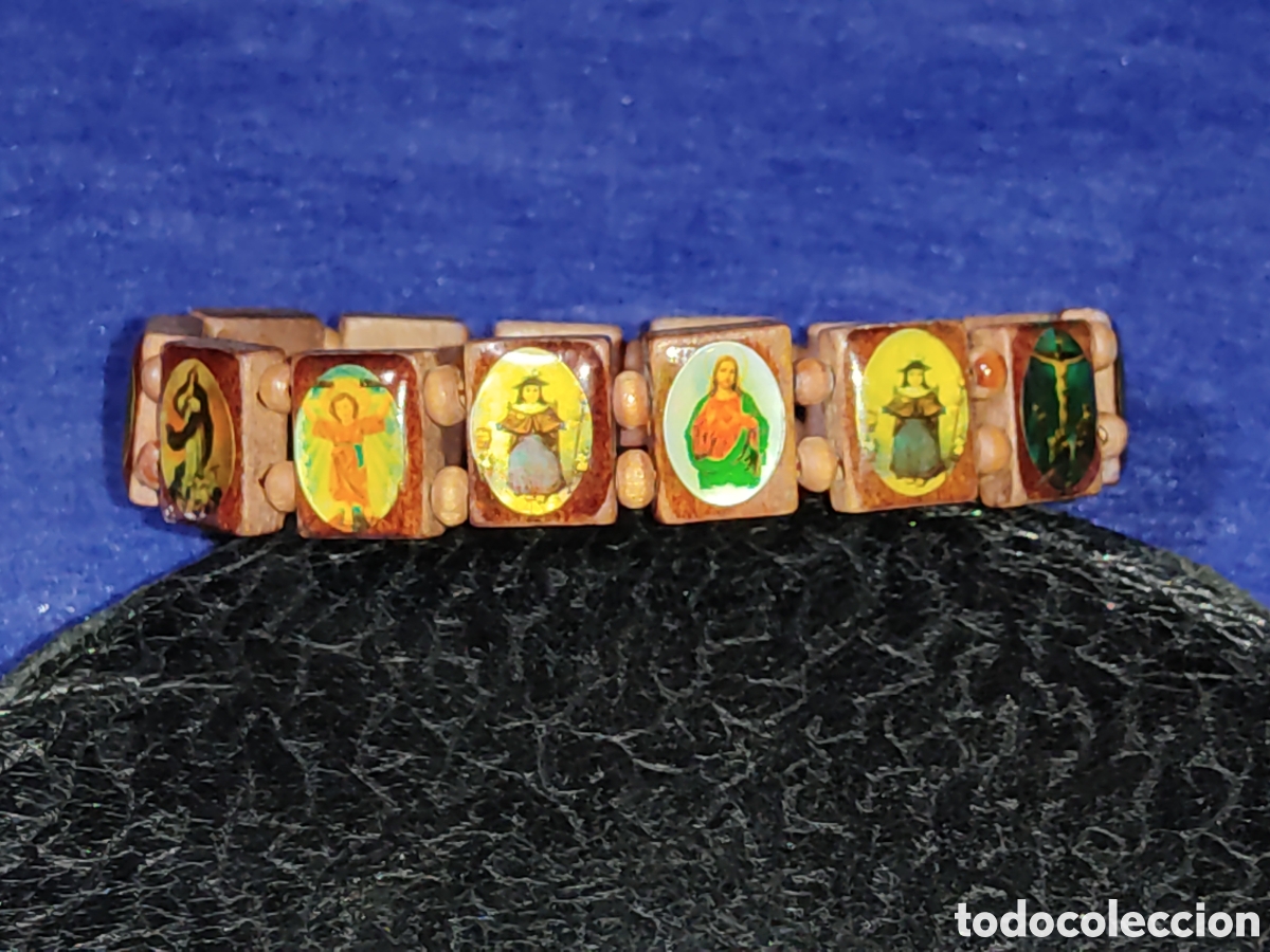 Joyeria: Pulsera religiosa de v&iacute;rgenes y santos de madera - Foto 5