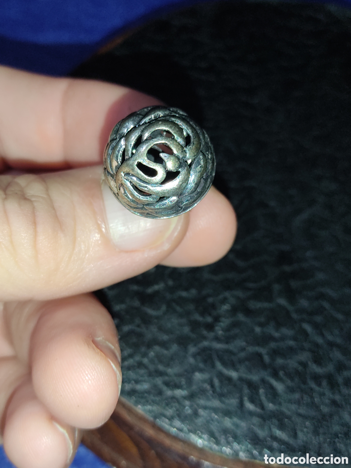 Joyeria: Anillo rosa plateada con cascabel.Vintage. - Foto 3