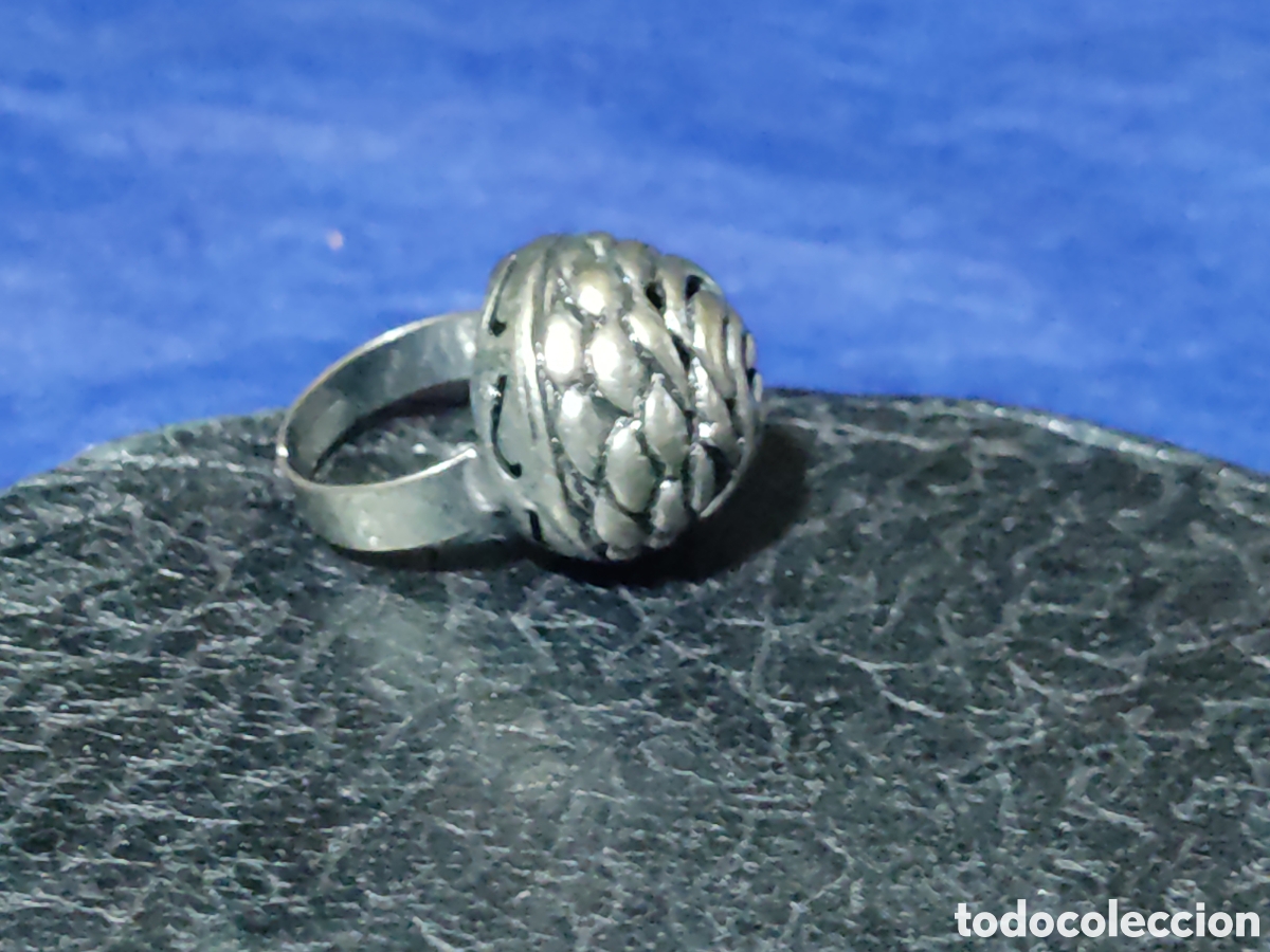 Joyeria: Anillo rosa plateada con cascabel.Vintage. - Foto 6