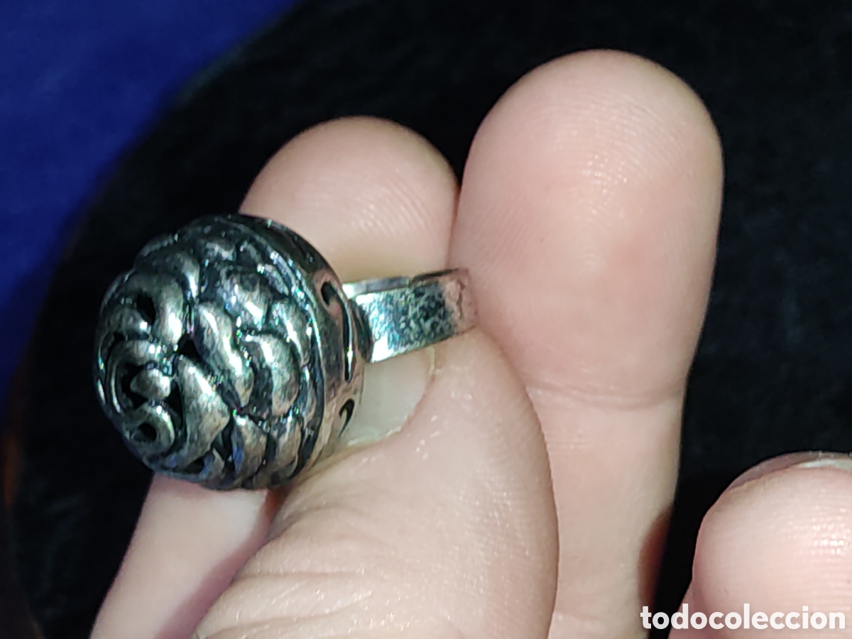 Joyeria: Anillo rosa plateada con cascabel.Vintage. - Foto 1