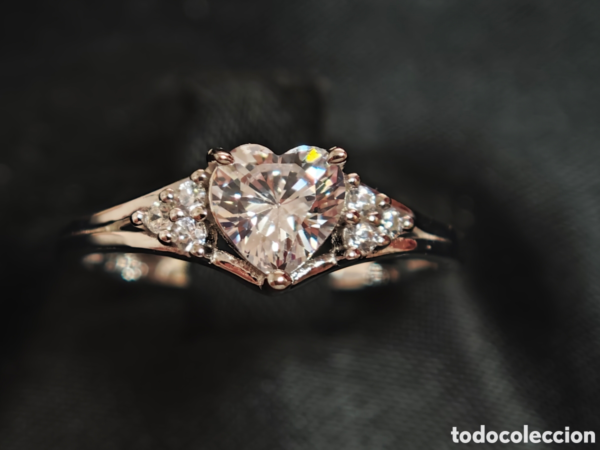 Joyeria: Precioso anillo de plata de ley en forma de coraz&oacute;n con circonitas - Foto 3