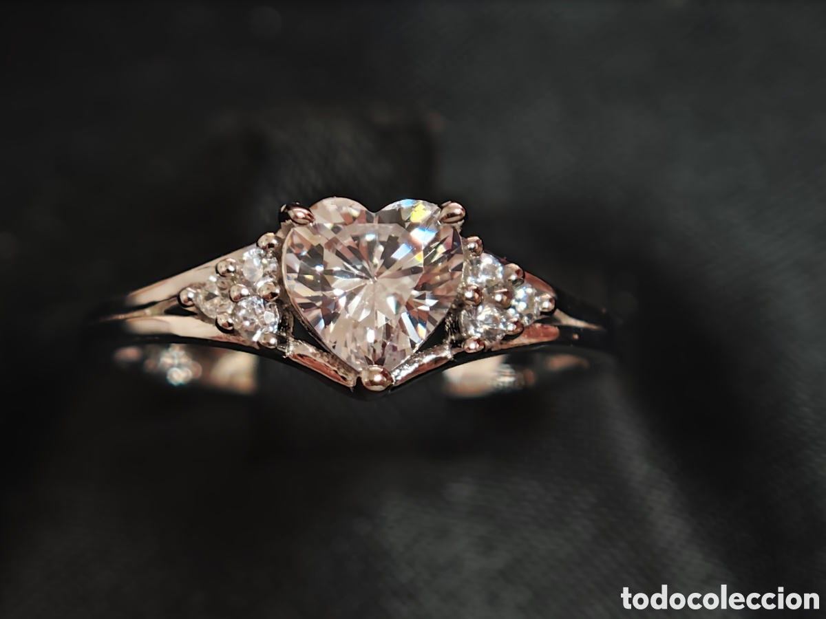 Joyeria: Precioso anillo de plata de ley en forma de coraz&oacute;n con circonitas - Foto 4