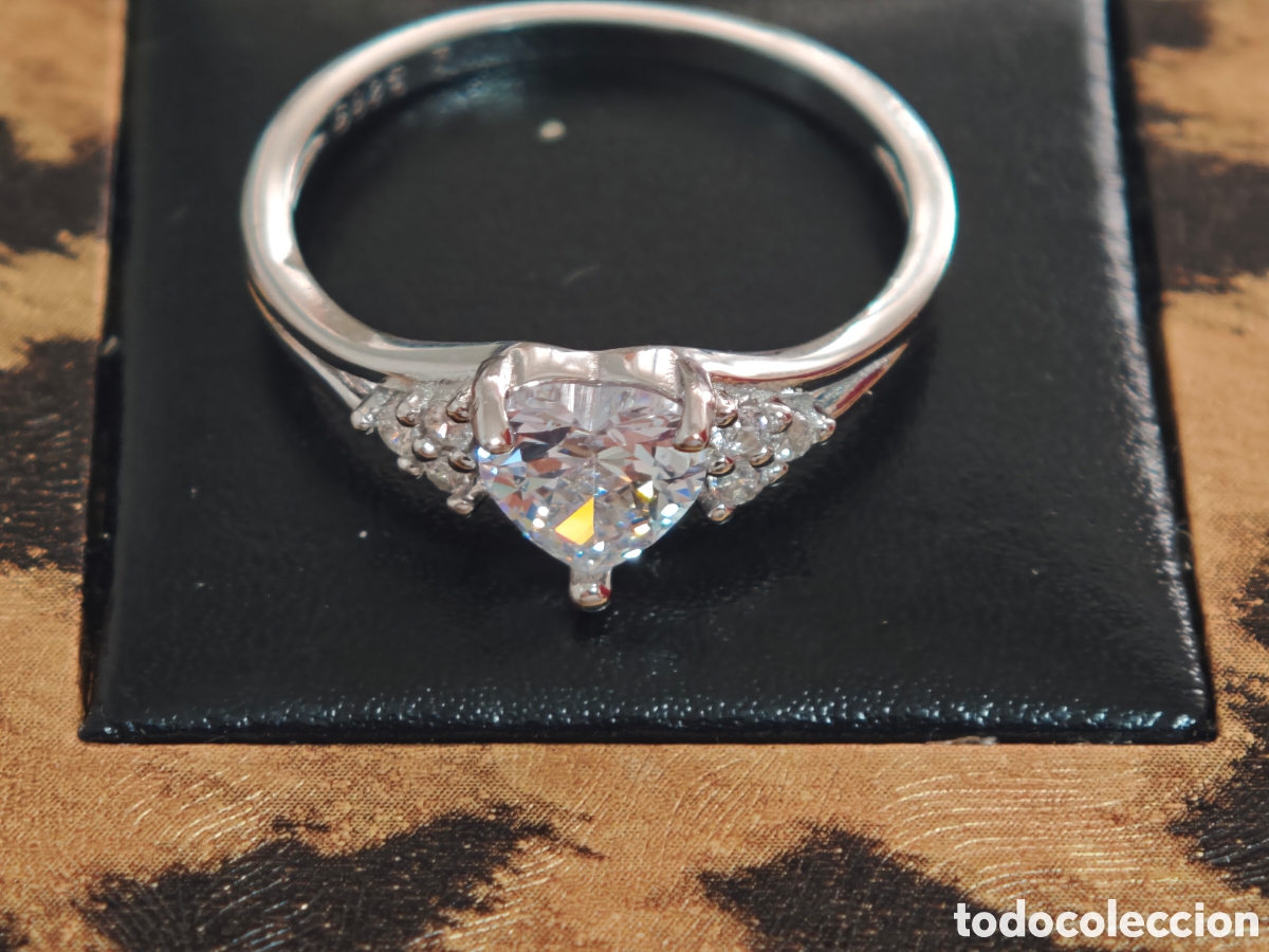 Joyeria: Precioso anillo de plata de ley en forma de coraz&oacute;n con circonitas - Foto 5