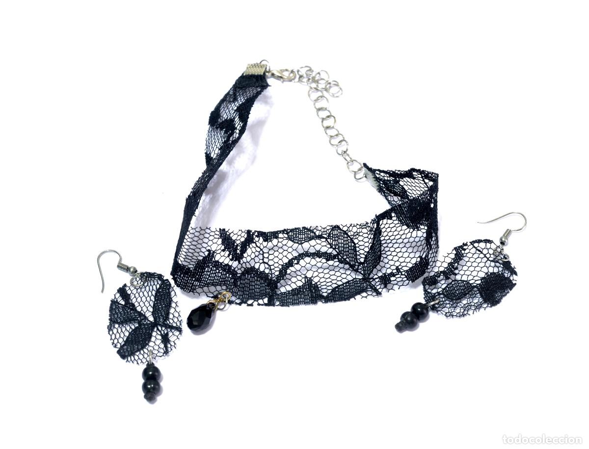 Joyeria: GARGANTILLA CON PENDIENTES A JUEGO, ENCAJE NEGRO - Foto 1