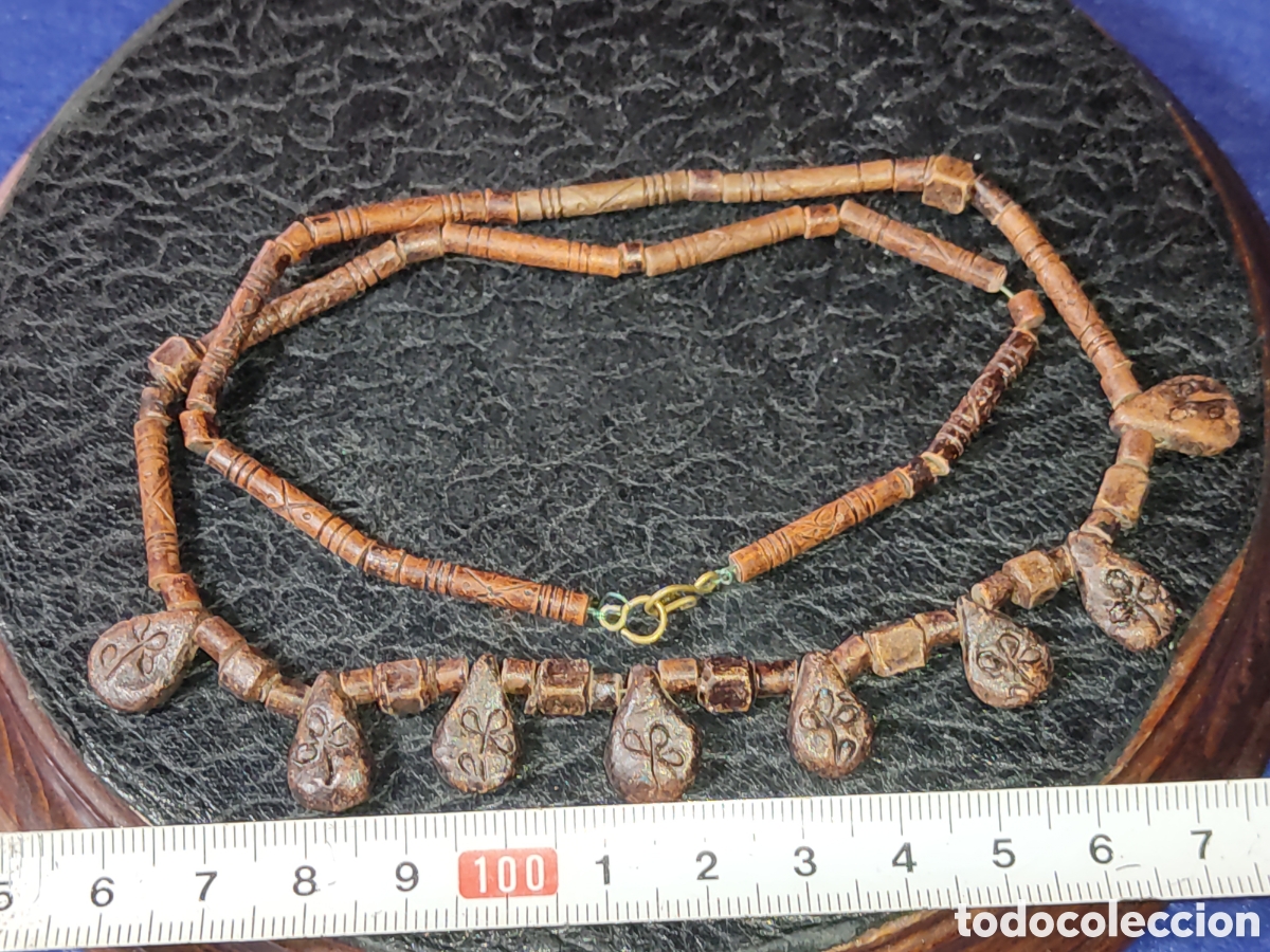 Joyeria: Collar de madera con tallado.Vintage. - Foto 2