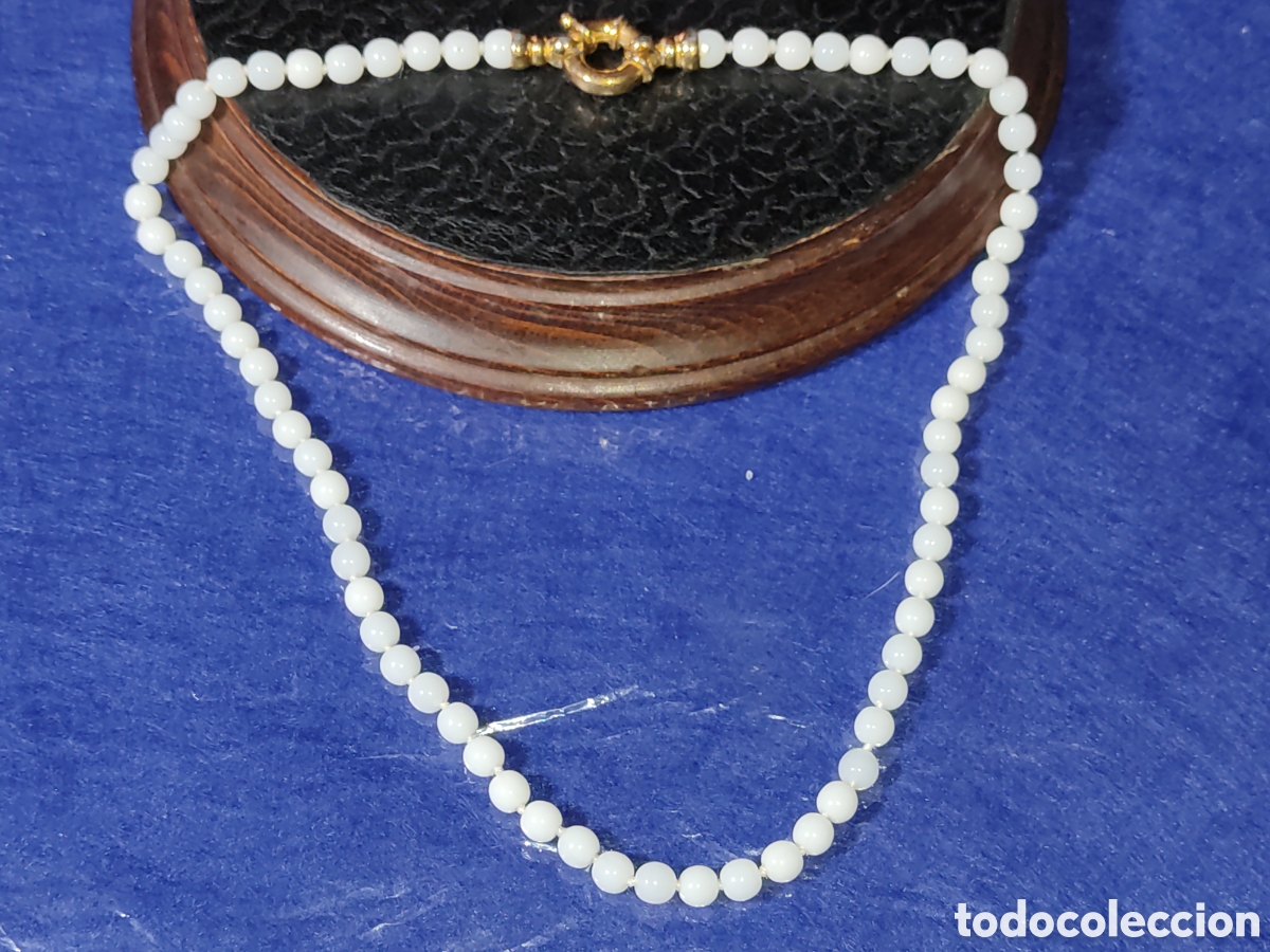 Joyeria: Collar de opalina blanca.Vintage. - Foto 1