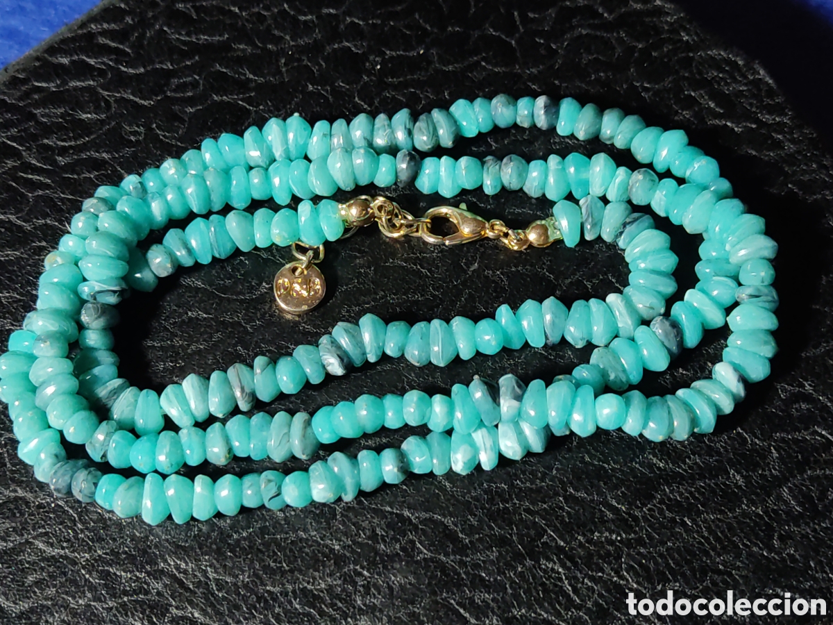 Joyeria: Collar de pasta azul turquesa.Vintage. - Foto 4