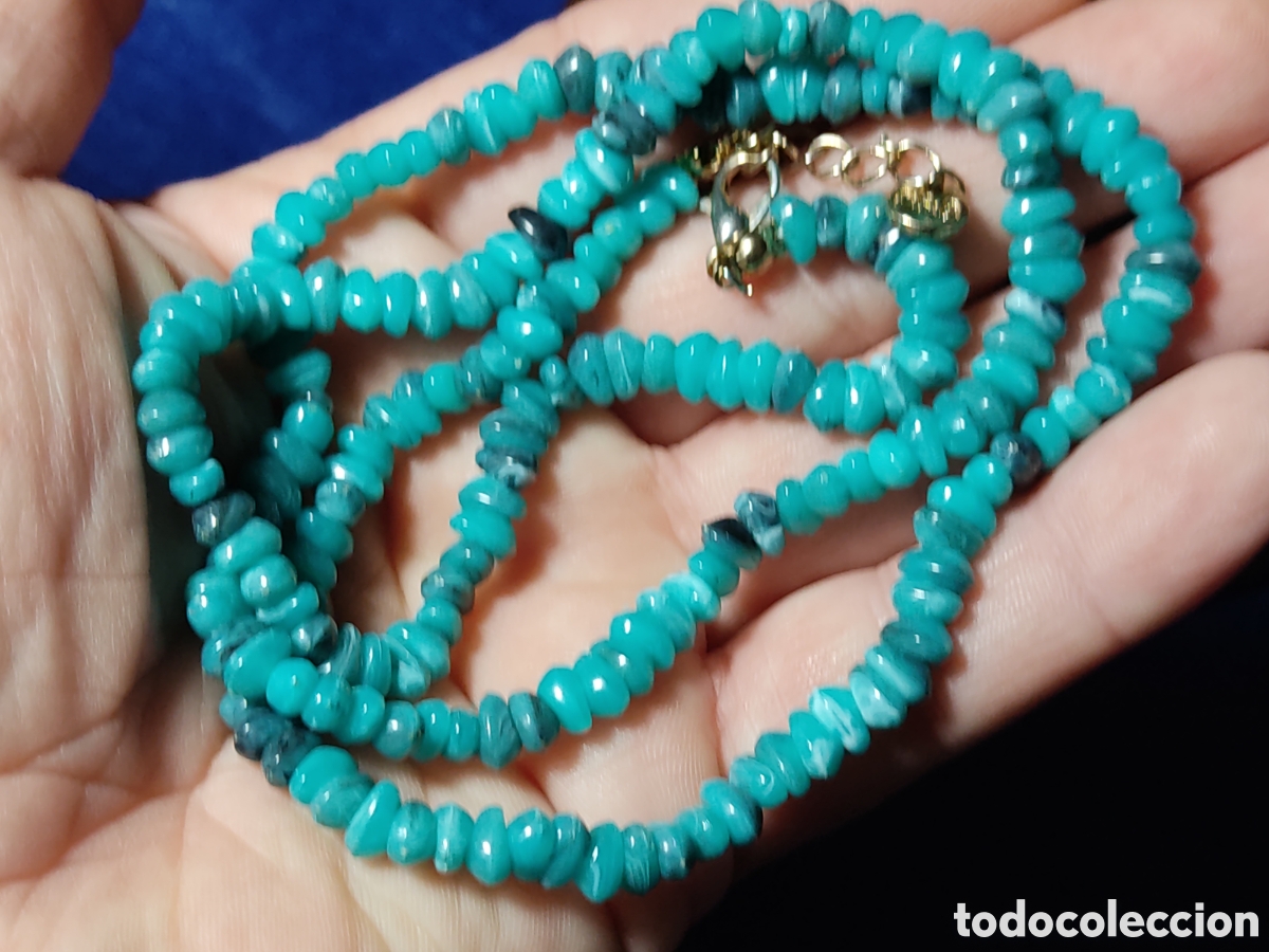 Joyeria: Collar de pasta azul turquesa.Vintage. - Foto 5