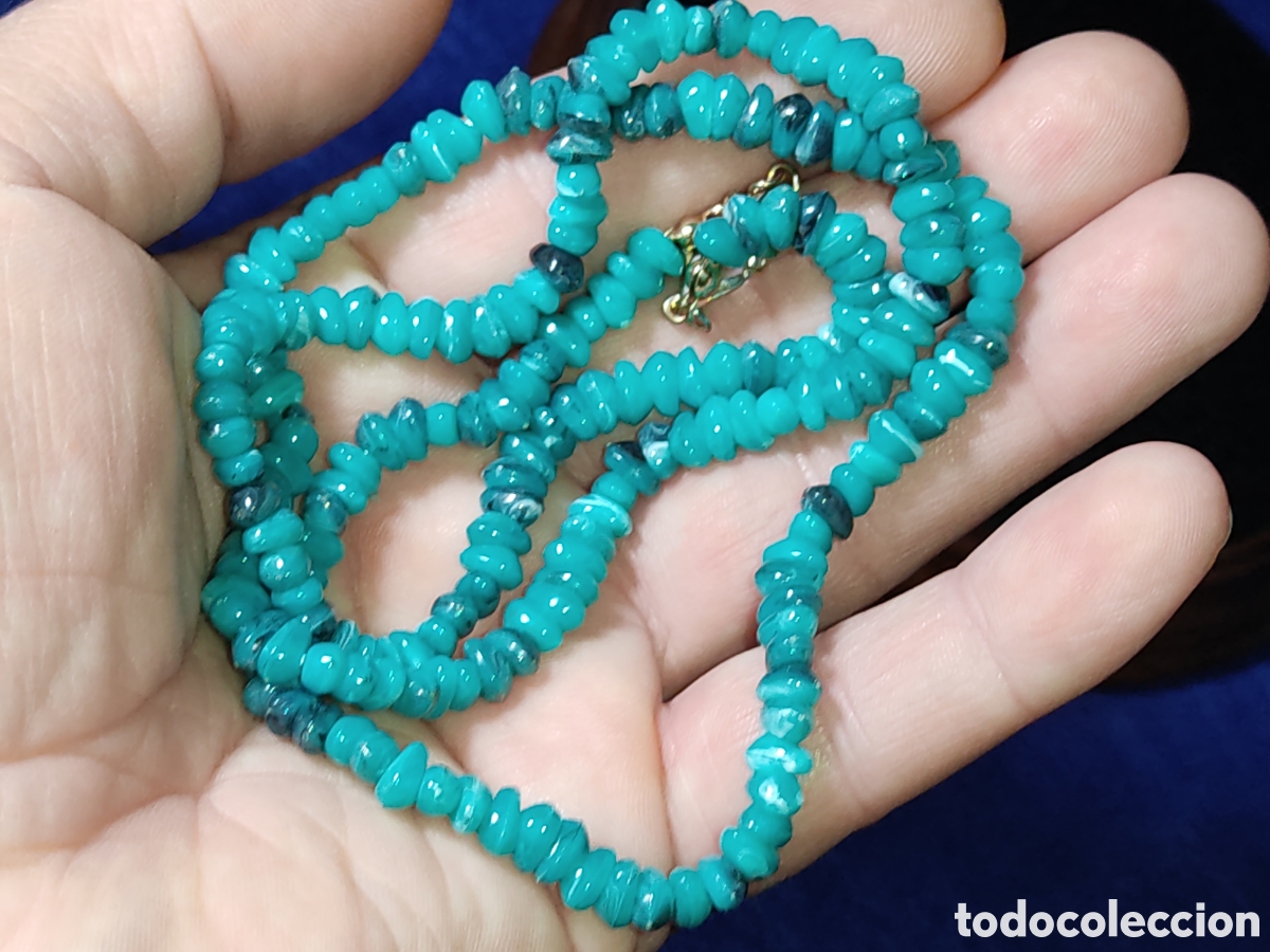 Joyeria: Collar de pasta azul turquesa.Vintage. - Foto 6