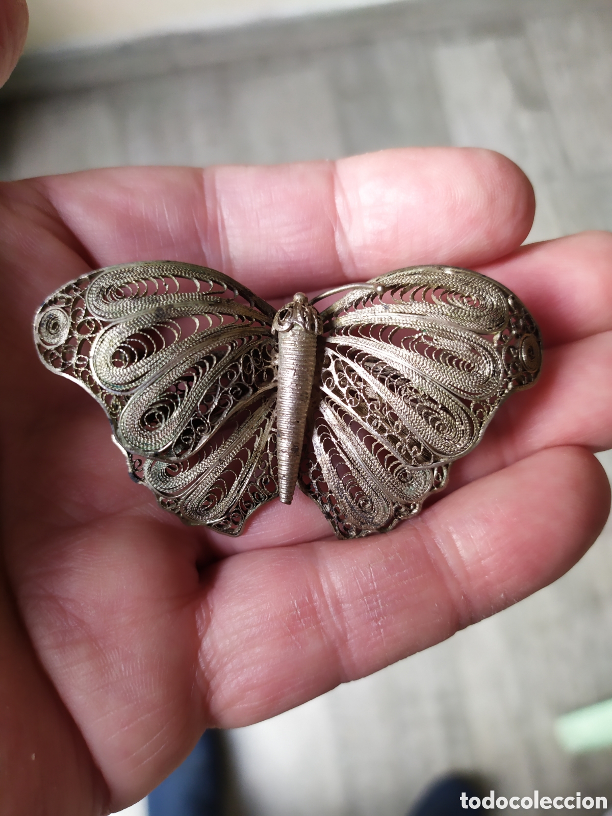 Joyeria: Mariposa broche de filigrana de plata. - Foto 1