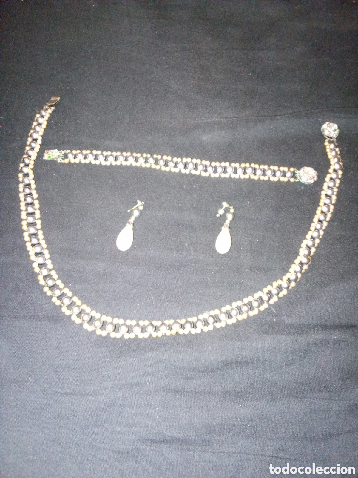 Joyeria: JUEGO ANTIGUO DE COLLAR PULSERA Y PENDIENTES - Foto 1