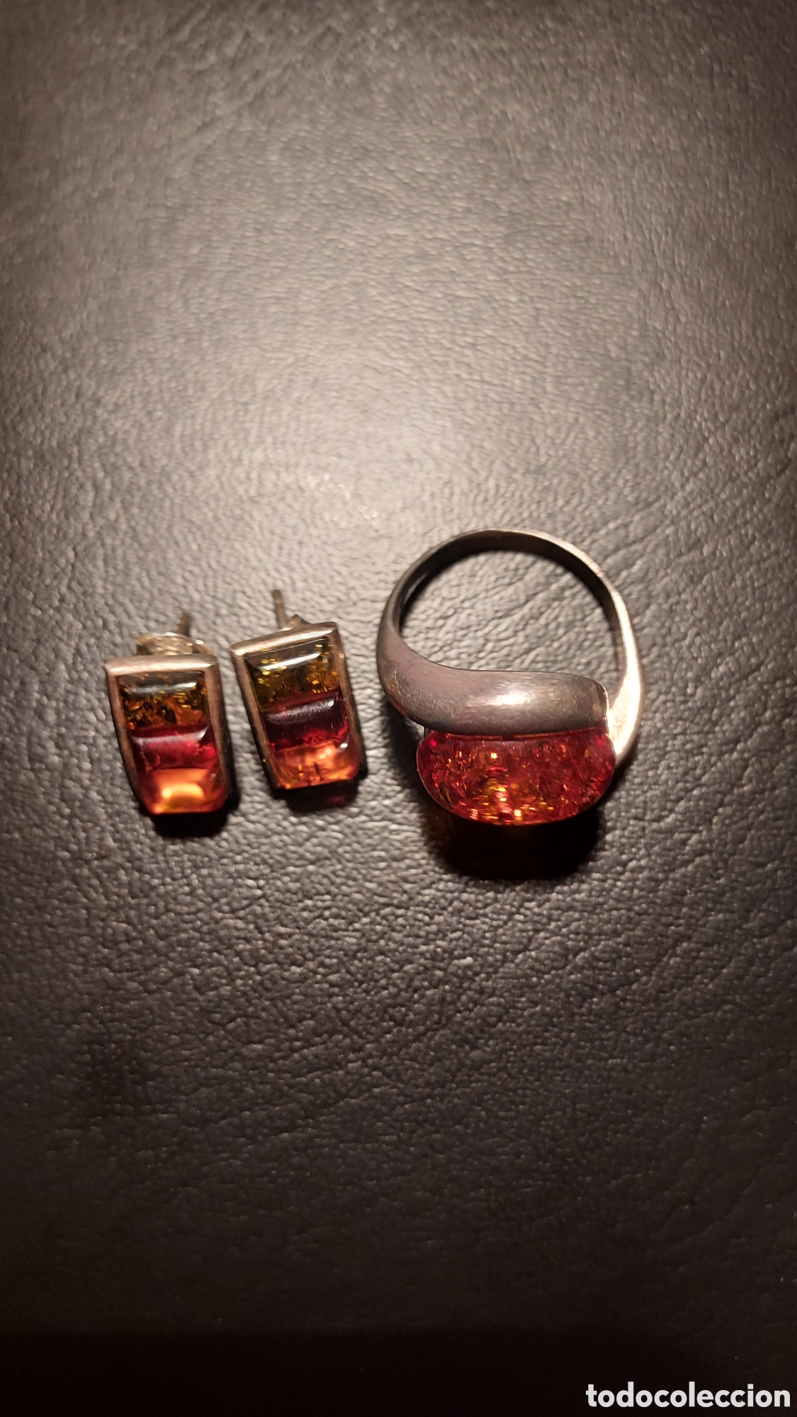 Joyeria: Conjunto de pendientes y anillos de plata de &aacute;mbar - Foto 2