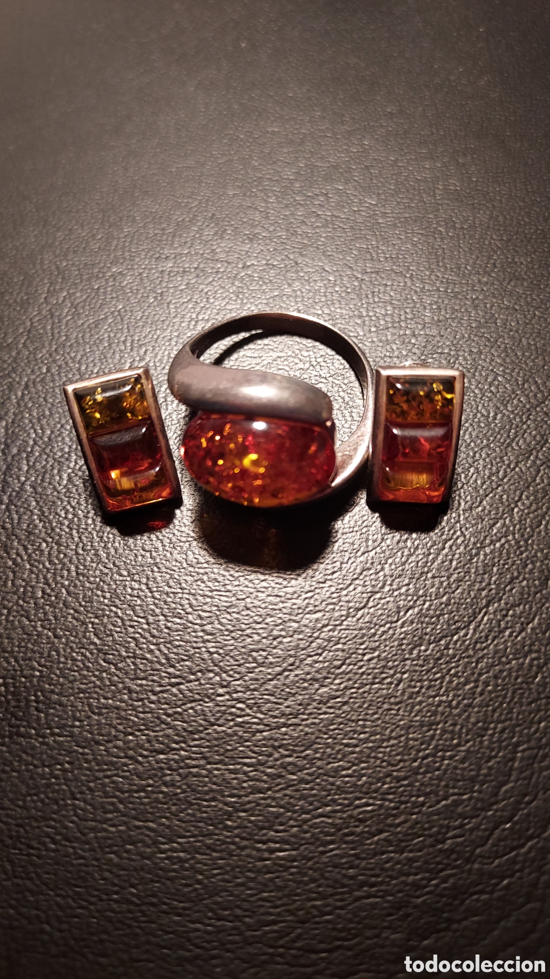 Joyeria: Conjunto de pendientes y anillos de plata de &aacute;mbar - Foto 1