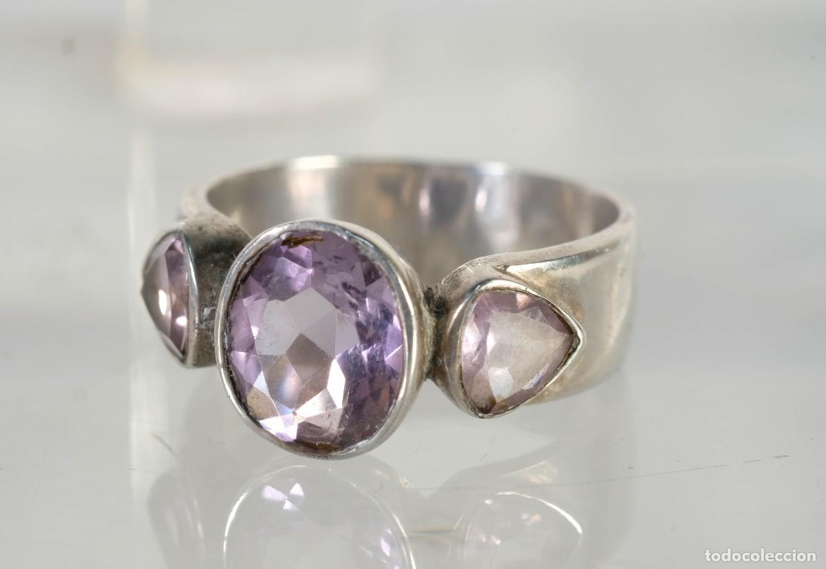 Joyeria: Anillo en plata 925 con amatista/cristal - Foto 3