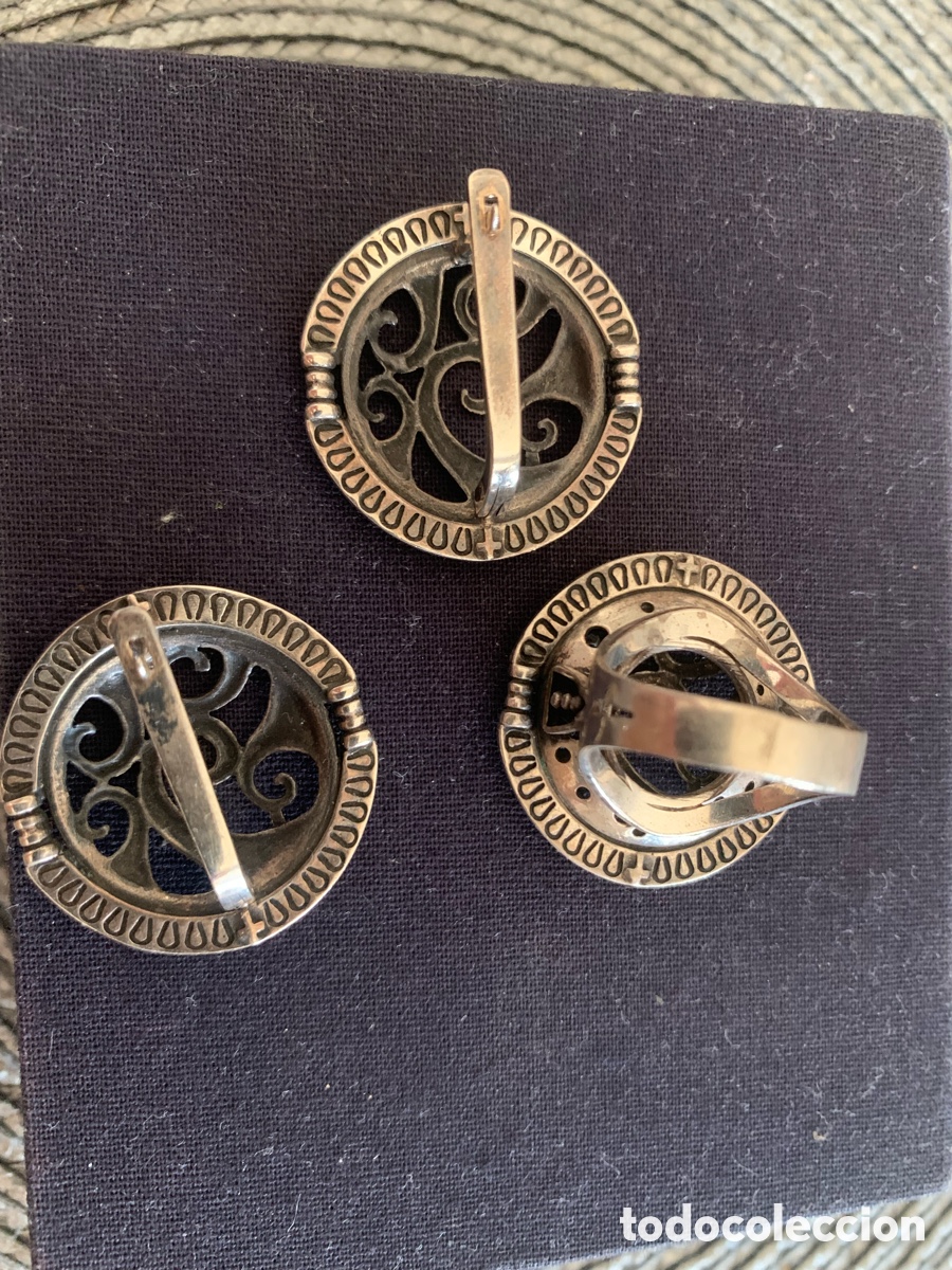 Joyeria: Pendientes y anillo antiguos griegos plata - Foto 2