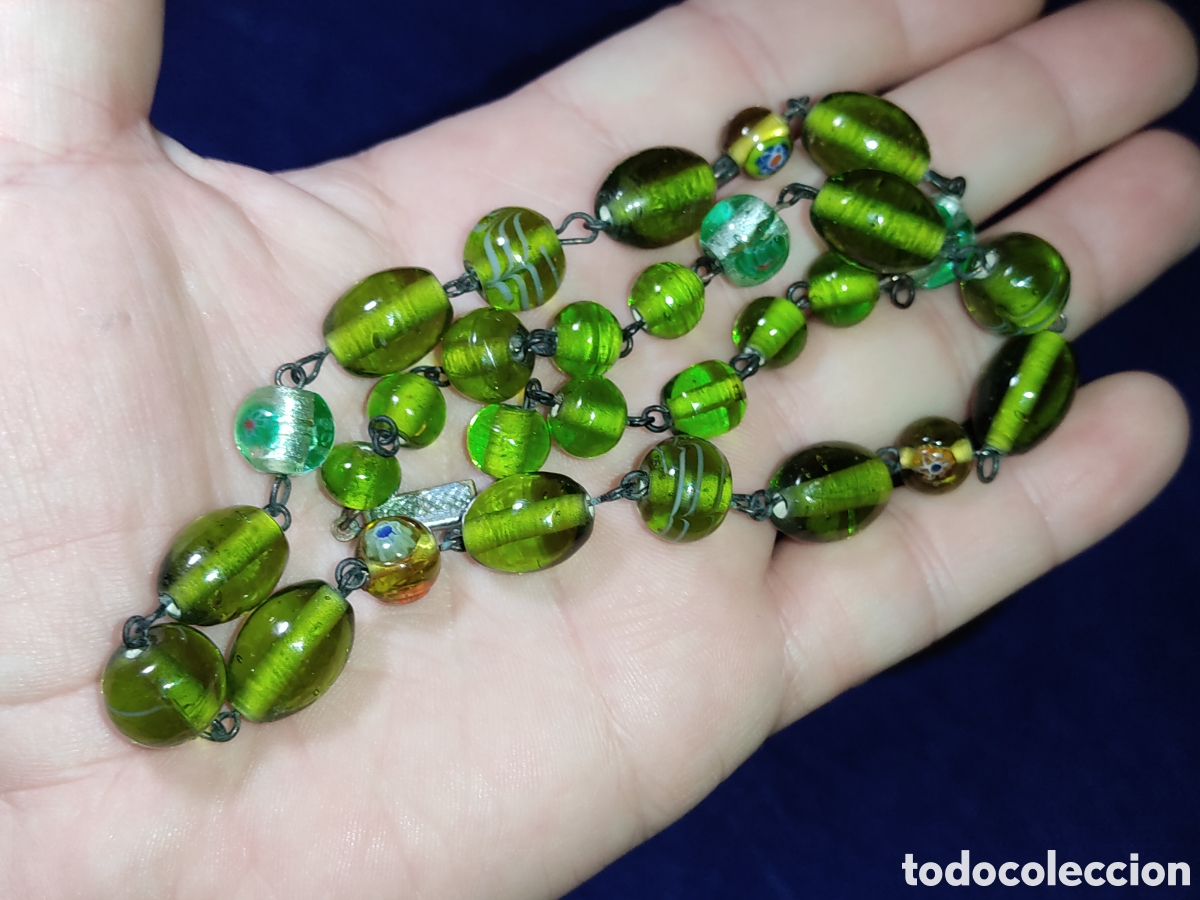 Joyeria: Collar de cristal de Murano verde.Vintagr. - Foto 4