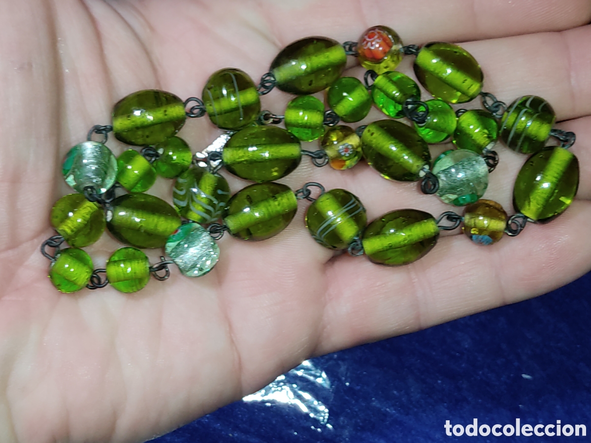 Joyeria: Collar de cristal de Murano verde.Vintagr. - Foto 5