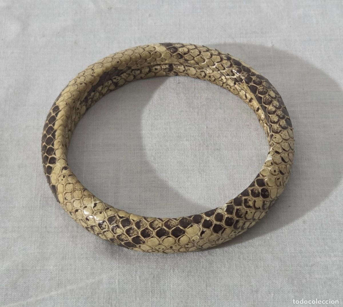 Joyeria: Pulsera rigida brazalete en piel de serpiente - Foto 1